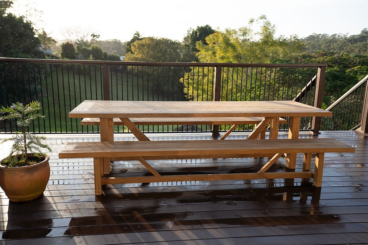 Reclaimed Teak Outdoor Dining Table – 3m | Creeping Fig