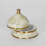 Brass Bone Inlay Trinket Box - White Small