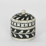 Bone Inlay Trinket Cannister - Black/White