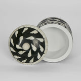 Bone Inlay Trinket Cannister - Black/White