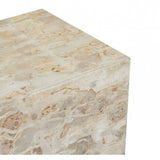 Rufus Block Square Marble Side Table -Latte Marble